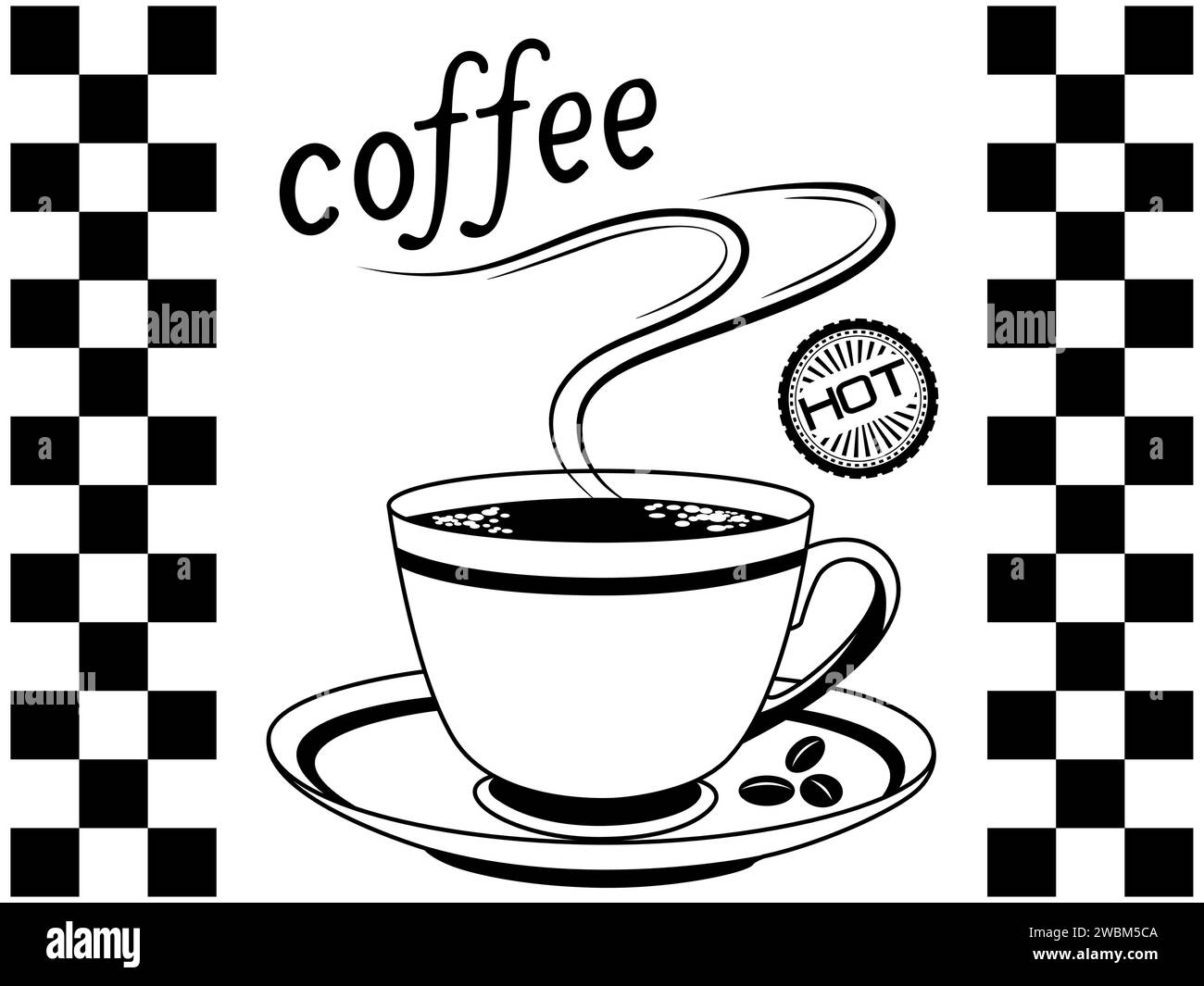 Frische Kaffeetasse in einem Straßencafé-Banner-Vektor-Design Stock Vektor