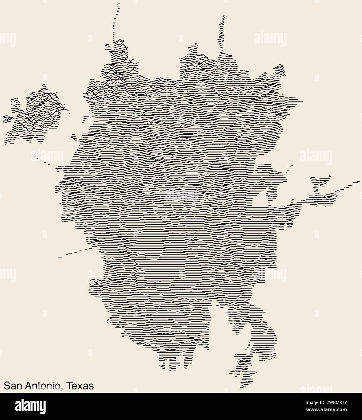 Topographische überzogene Reliefkarte von SAN ANTONIO, TEXAS Stock Vektor