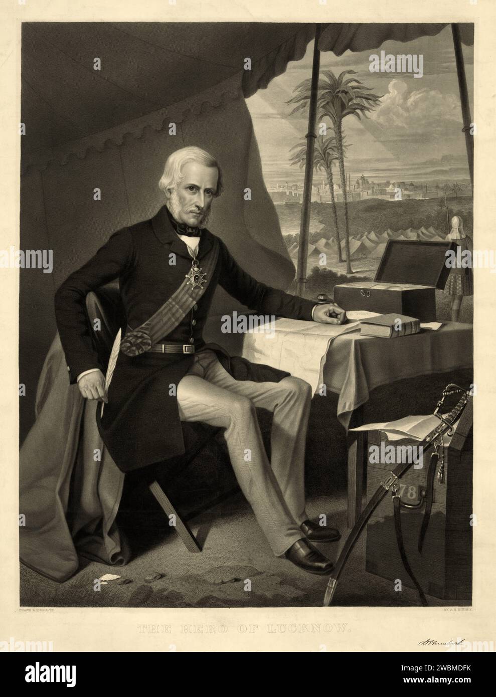 Porträt von Sir Henry Havelock, dem Held von Lucknow, einem britischen General, der besonders mit Indien und seiner Rückeroberung Cawnpores während der Indianeraufstände von 1857 verbunden ist Stockfoto