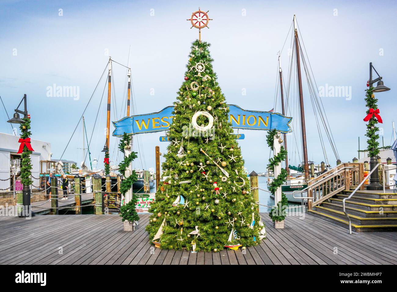Old Seaport Key West, Florida, USA, mit Weihnachtsdekor Stockfoto