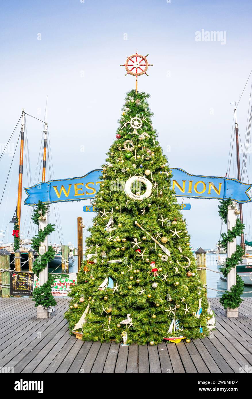 Old Seaport Key West, Florida, USA, mit Weihnachtsdekor Stockfoto