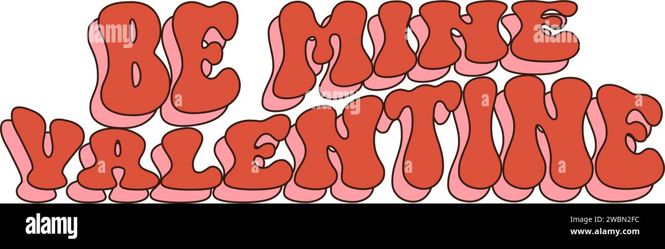 valentinstag-Groovige Retro-Ikone Retro-Cartoon-Valentinstag-Element im trendigen Retro-Stil der 60er 70er Jahre. Vektorabbildung... Stock Vektor