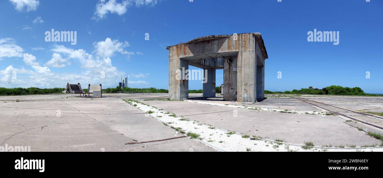Start Complex-34 auf der Cape Canaveral Air Force Station war der erste Start von Saturn I und Saturn IB während des Apollo Programms. Es war auch der Ort des Apollo-1-Feuers, bei dem Astronauten getötet wurden. Apollo 7, der erste bemannte Apollo-Flug, war die letzte Mission, die von Complex-34 gestartet wurde, bevor die folgenden Apollo-Missionen in den Launch-Complex 39 im Kennedy Space Center verlegt wurden. Stockfoto