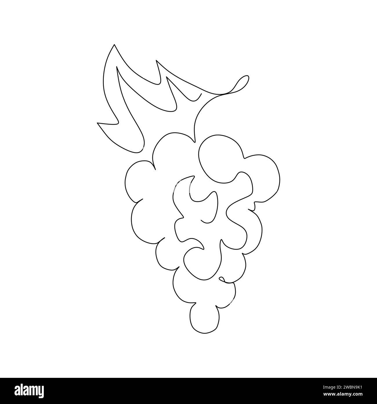 Durchgehende einzeilige Zeichnung eines Traubenstrauchs. Vektorabbildung Stock Vektor