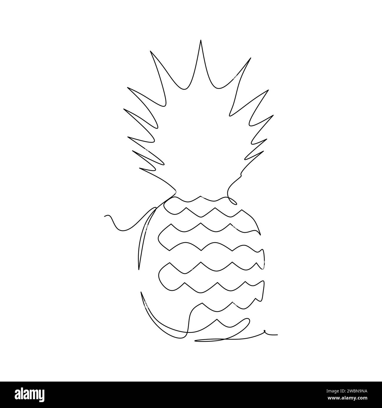 Kontinuierliche Linienzeichnung der Ananas. Minimalistisches Design. Vektorabbildung Stock Vektor