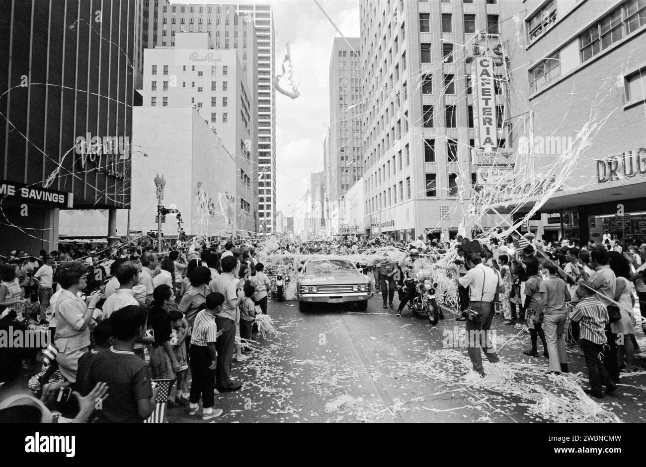 Apollo 11 Astronauten nehmen am 16. August 1969 an einer feierlichen Parade durch die Innenstadt von Houston, Texas, teil. Stockfoto