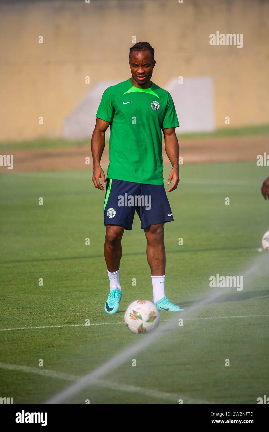 ABIDJAN, COTE D'IVORE - 11. JANUAR; Bruno Onyemaechi aus Nigeria während des Nigeria-Trainings in Vorbereitung auf das Afrika-Cup-Spiel gegen Eq Stockfoto