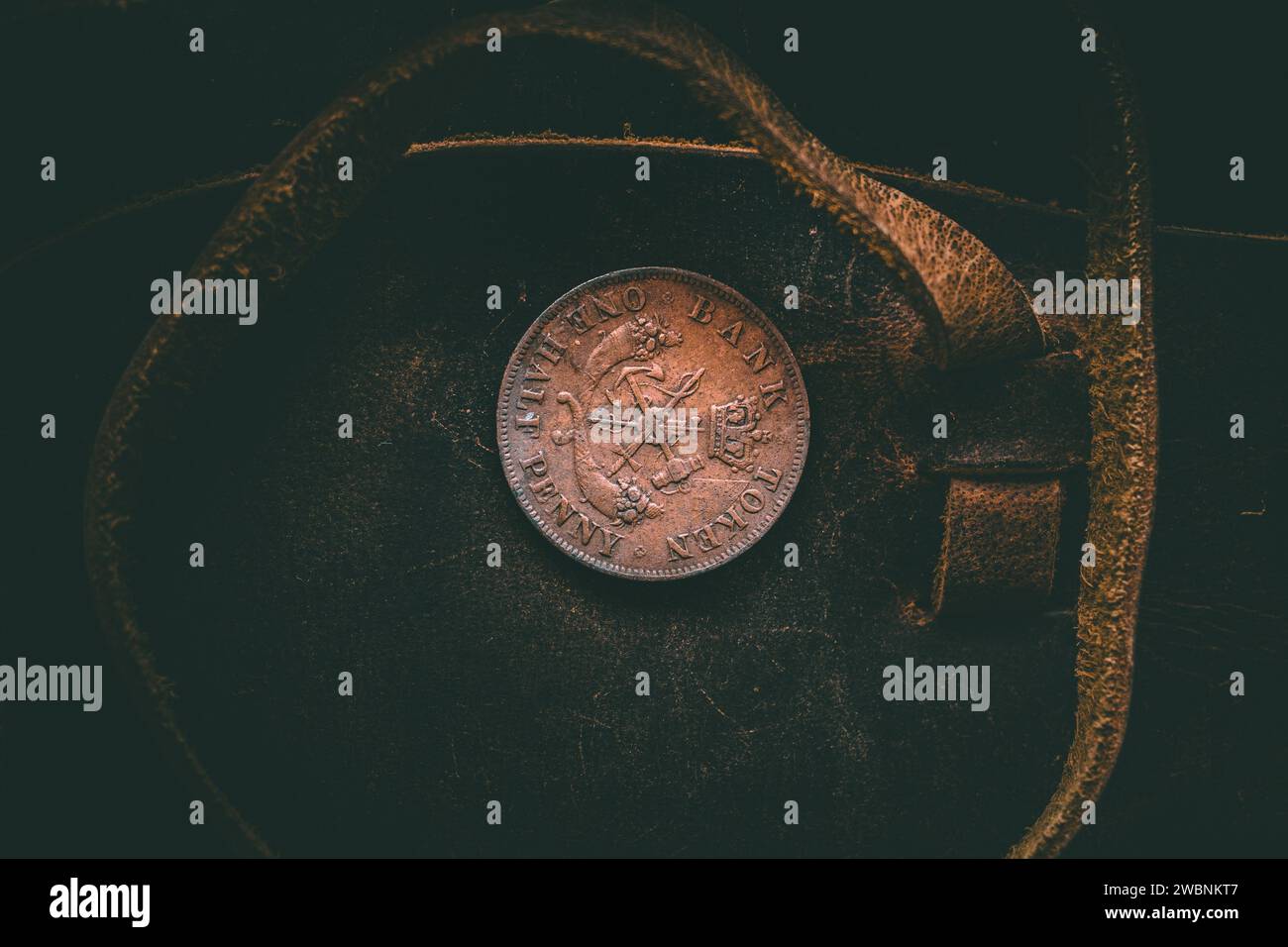 Filmische Aufnahme von Antique Coin Stockfoto
