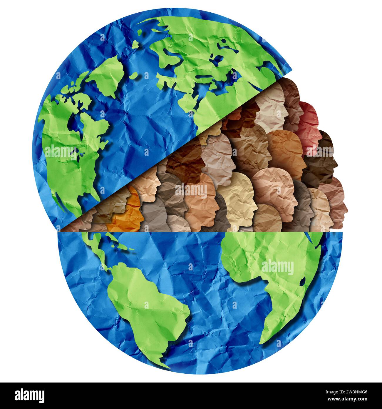 Planet Earth Diversity und Earth Day Diversity und kulturelle Feiern als vielfältige globale Kulturen und multikulturelle Einheit. Stockfoto