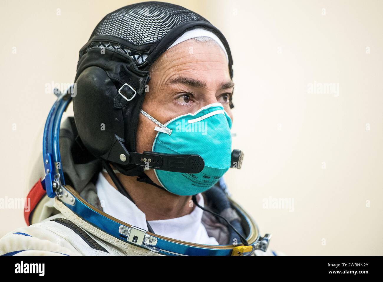 Die Besatzungsmitglieder der Expedition 64 der NASA-Astronaut Mark Vande Hei kommen am Dienstag, den 22. September 2020 im Gagarin Cosmonaut Training Center (GCTC) in Star City, Russland, zu den Sojus-Qualifizierungsprüfungen. Stockfoto