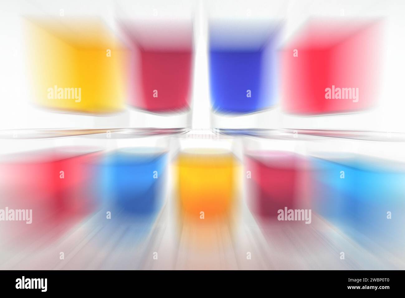 Mehrfarbiges, verschwommenes Muster aus wasserfarbenem Glas. Hintergrunddesign Stockfoto