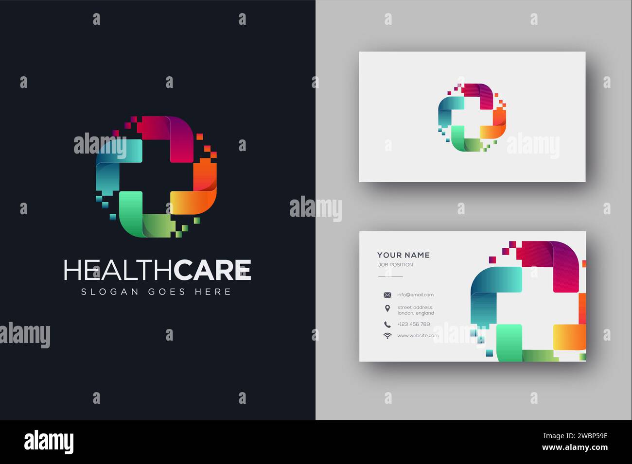 Abstrakte Techie Medical Logo Symbol Vektor Vorlage und Visitenkarte Vorlage Stock Vektor