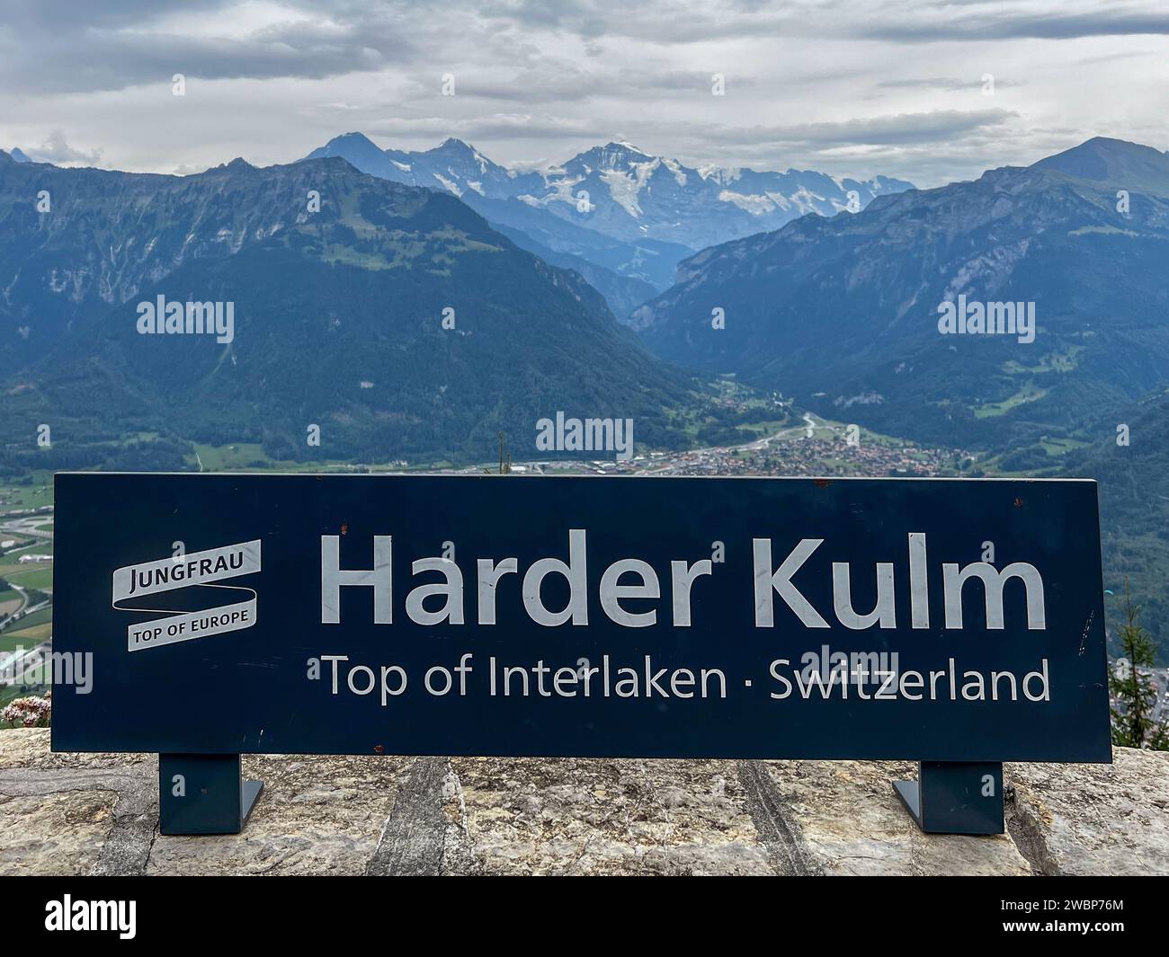 Zeichen der Spitze von Interlaken, Harder Klum in der Schweiz. Stockfoto