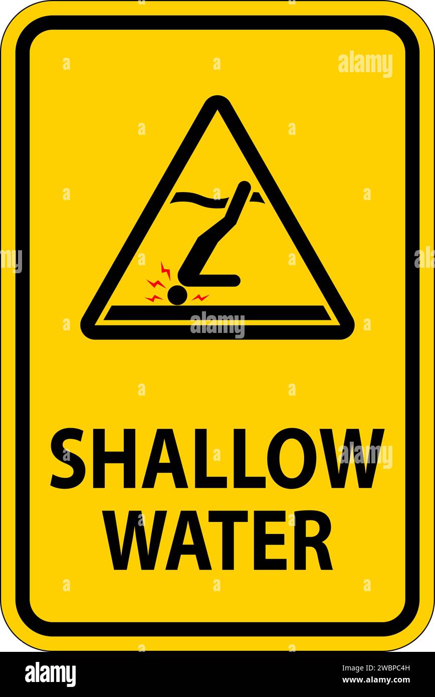 Warnschild Für Wassersicherheit – Flachwasser Stock Vektor