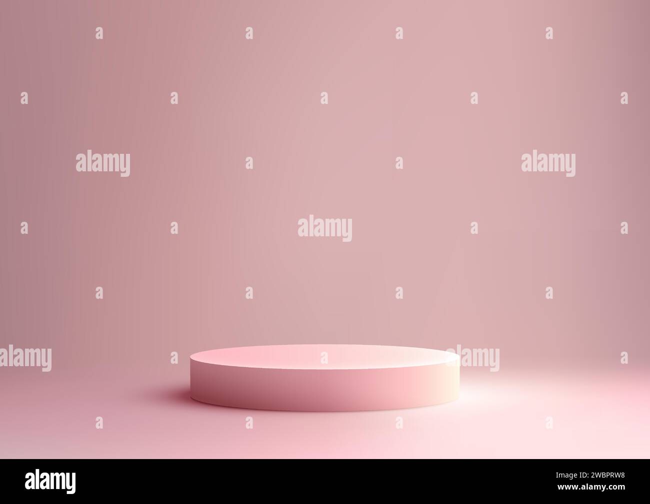 Valentinstag 3D pinkfarbenes Podium-Modell. Stellen Sie Ihr Produkt auf die weiche rosa Plattform und den Hintergrund für einen romantischen und eleganten Look. Vektorillustratio Stock Vektor