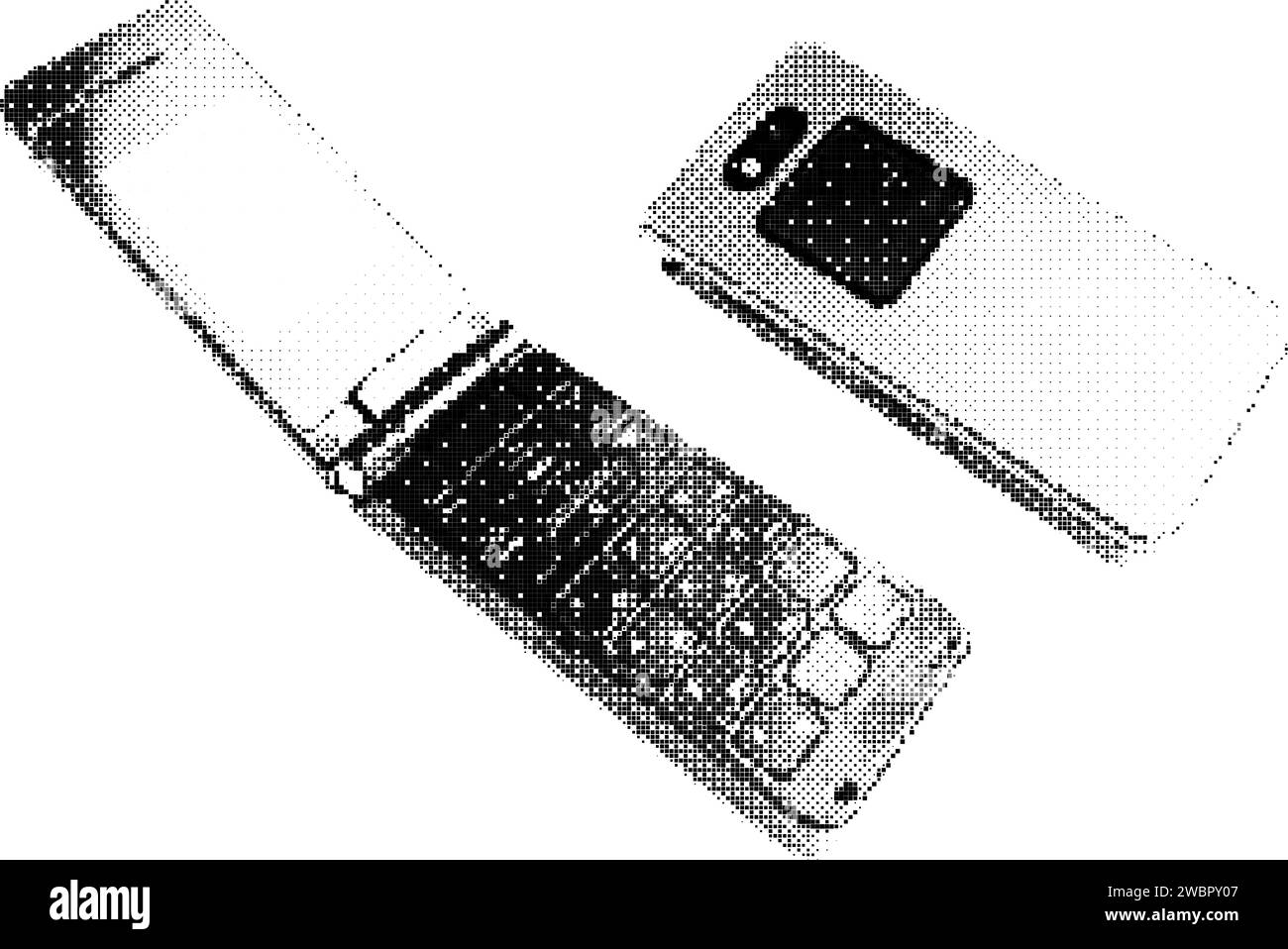Klassisches Retro-Flip-Mobiltelefon im 90er-Jahre-Pixelstil. Y2K Ästhetisches Element Retro-Handy Stock Vektor