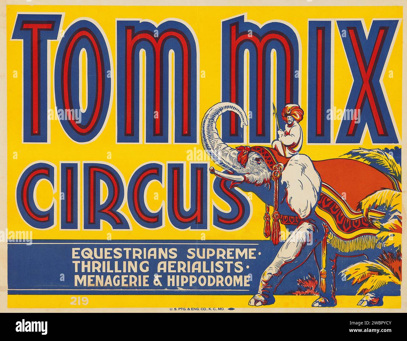 Tom Mix Circus Poster (Tom Mix Circus, 1937) Reiterinnen Supreme, Aerialisten, Menagerie und Hippodrom Stockfoto