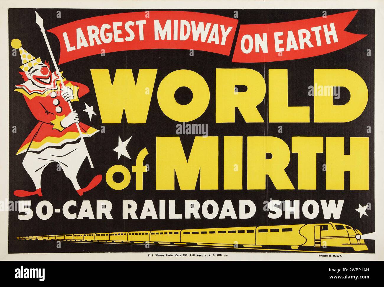 Karnevalsplakat (World of Mirth, 1950er) 50 Autobahn-Show Stockfoto