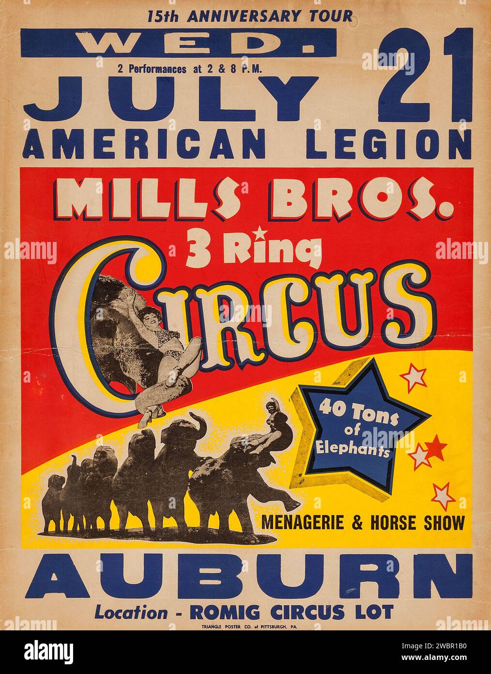 Vintage Circus Poster (Mills Brothers, Auburn 1954) Stockfoto