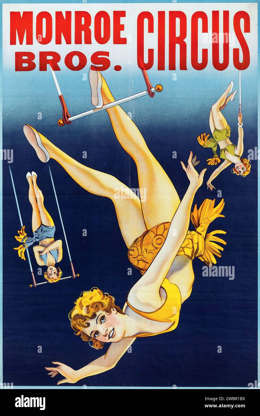 Monroe Bros Vintage Circus Poster, um 1944 Stockfoto
