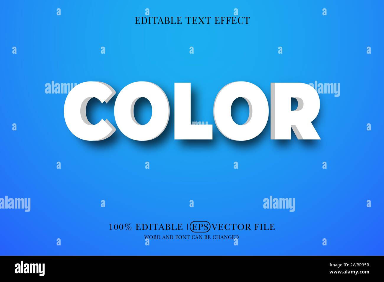 Farbtitel Hintergrund bearbeitbarer Texteffekt, 3D-Textvorlage, Stock Vektor
