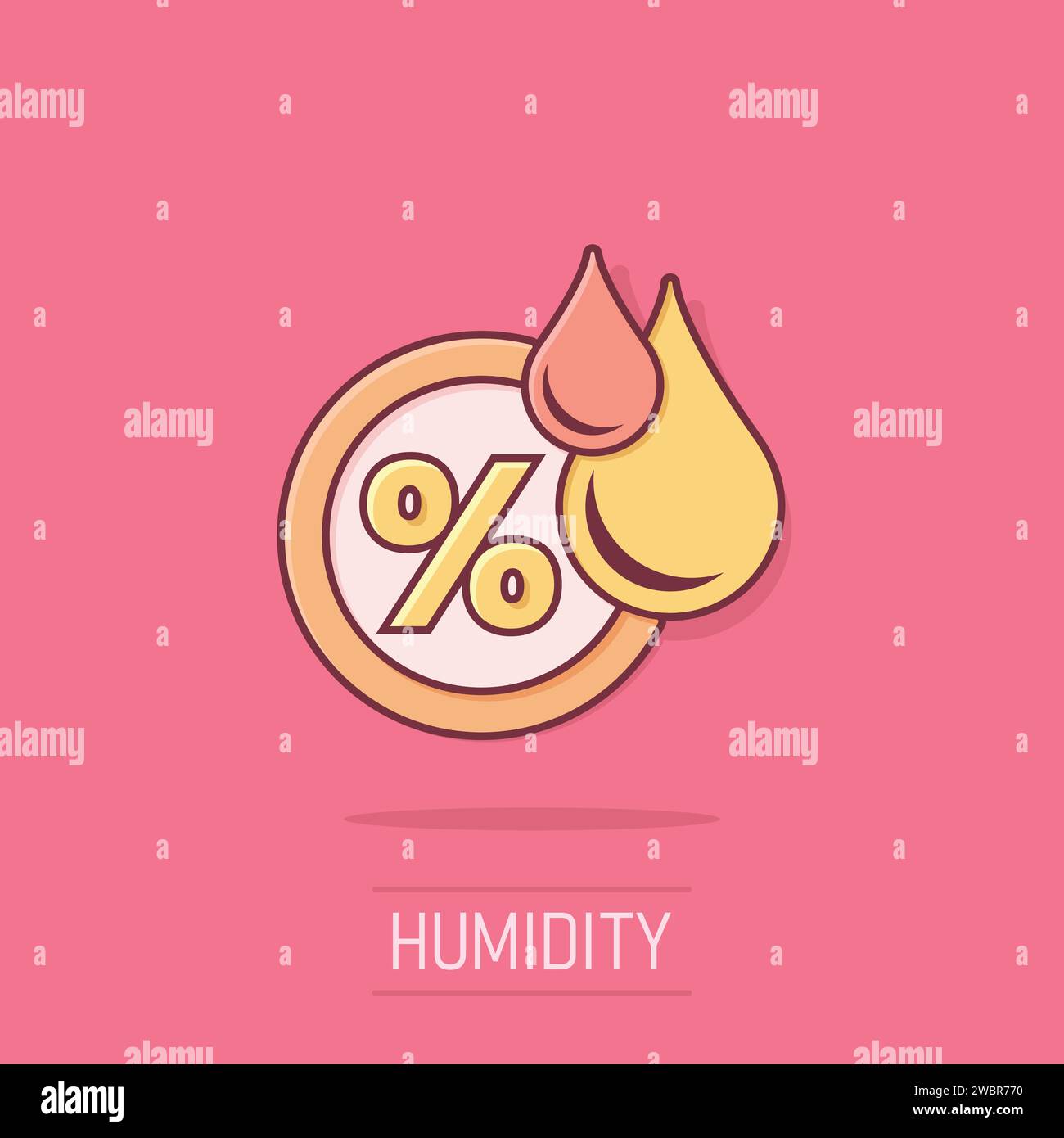 Luftfeuchtigkeit Symbol im Comic-stil. Klima vektor Cartoon Illustration auf weißem Hintergrund isoliert. Temperatur Prognose Geschäftskonzept splash Wirkung. Stock Vektor