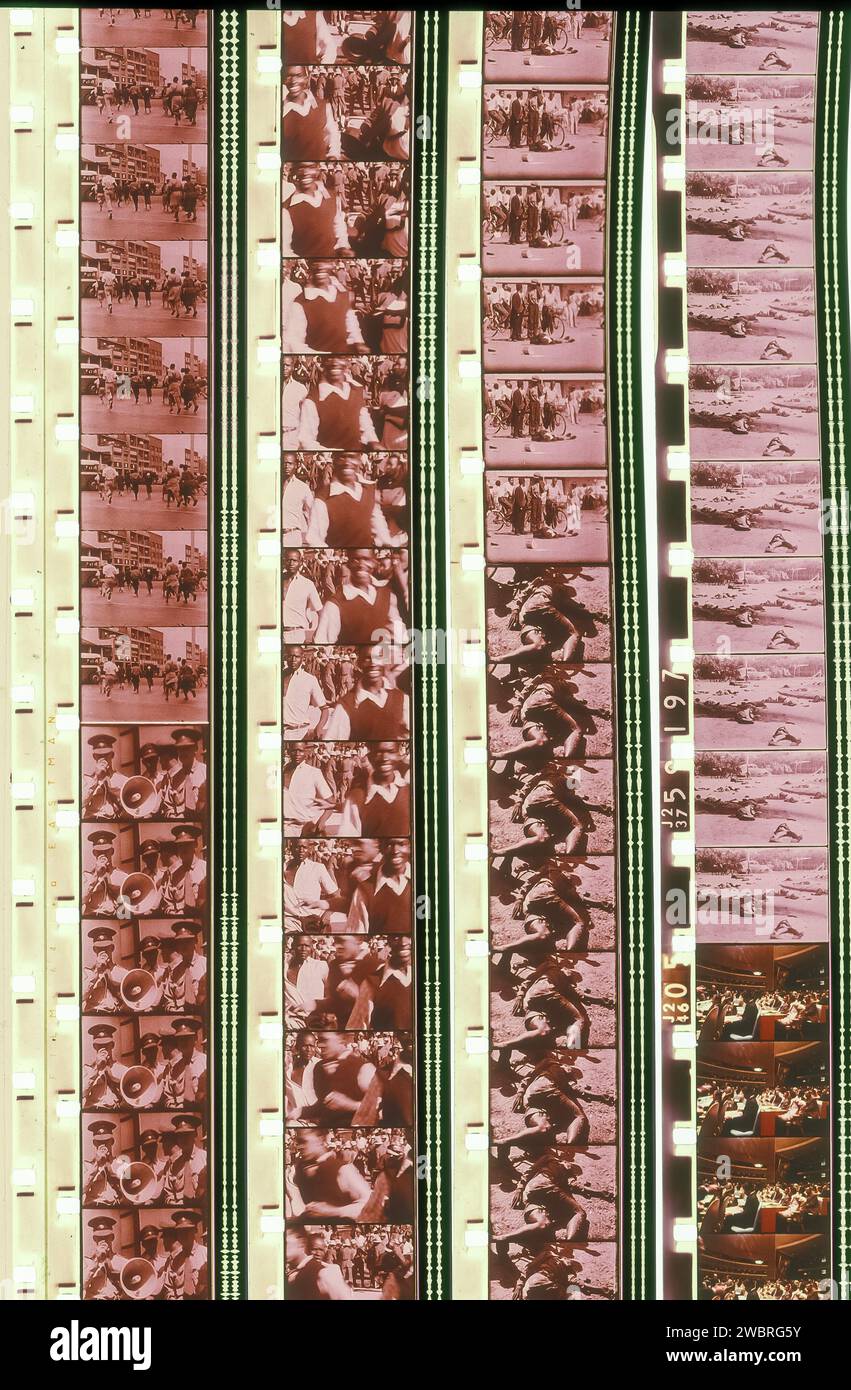 Filmstills der Vereinten Nationen zum Massaker in Sharpeville am 21. März 1960 Stockfoto