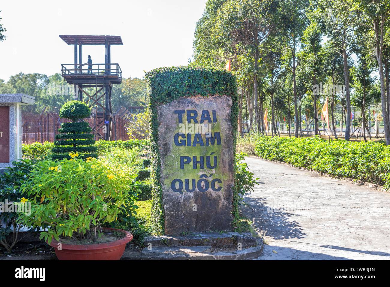Das Phu Quoc Coconut Prison ist ein Militärgefängnis in Phú Quốc, Südvietnam, heute befindet es sich in der Provinz Kiên Giang. Stockfoto