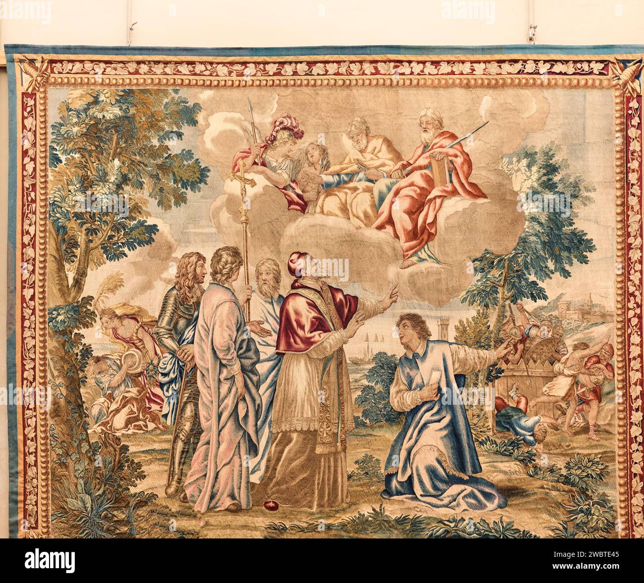 Maffeo Barberini wird 1623 zum Papst gewählt; Wandteppich in der Galleria degli Arazzi, Vatikanmuseum, Rom, Italien. Stockfoto