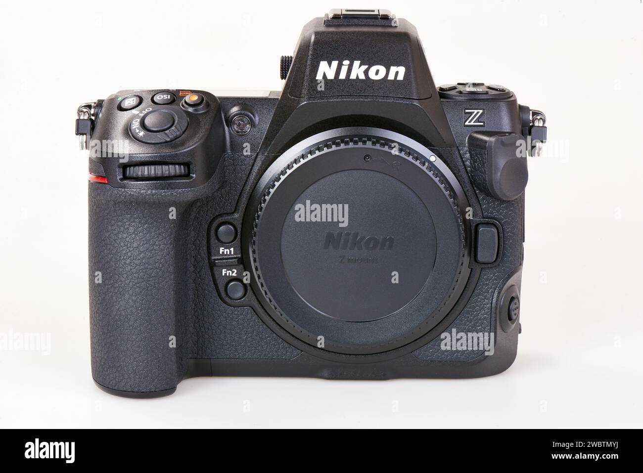 Brüssel, Belgien - 12. Januar 2024; Illustratives redaktionelles Bild einer Nikon Body Z8-Serie im Vollformat Stockfoto
