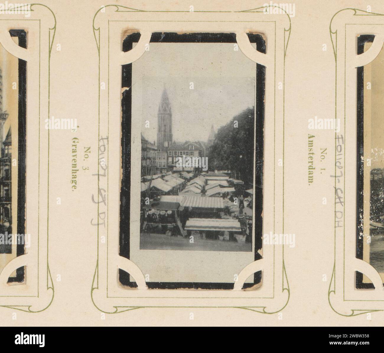 View of the Grote Markt in the Haag, Anonym, 1905 - 1906 fotomechanischer Druck dieser Druck ist Teil eines Albums. Der Haager Papierkollotypplatz, Ort, Zirkus usw. Markt großer Markt Stockfoto