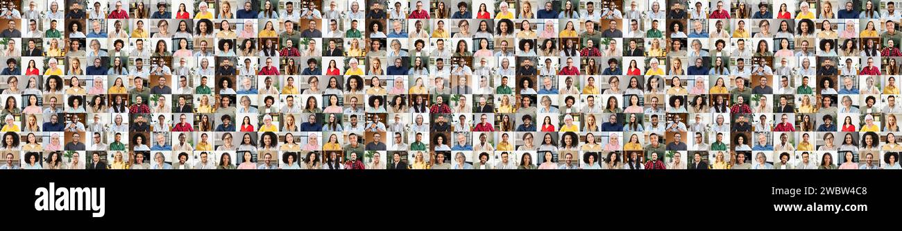 Eine Reihe professioneller Headshots vermittelt eine geschäftliche Atmosphäre, in der Einzelpersonen verschiedener Fachleute vertreten sind. Jedes Thema in Geschäftskleidung vermittelt Professionalität und Selbstvertrauen Stockfoto