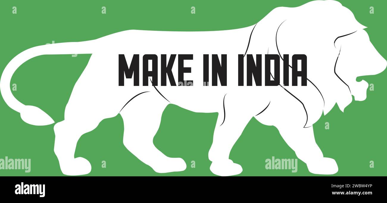 Make in India White Vector icon | Make in India Löwensymbol | Löwensymbol Stock Vektor