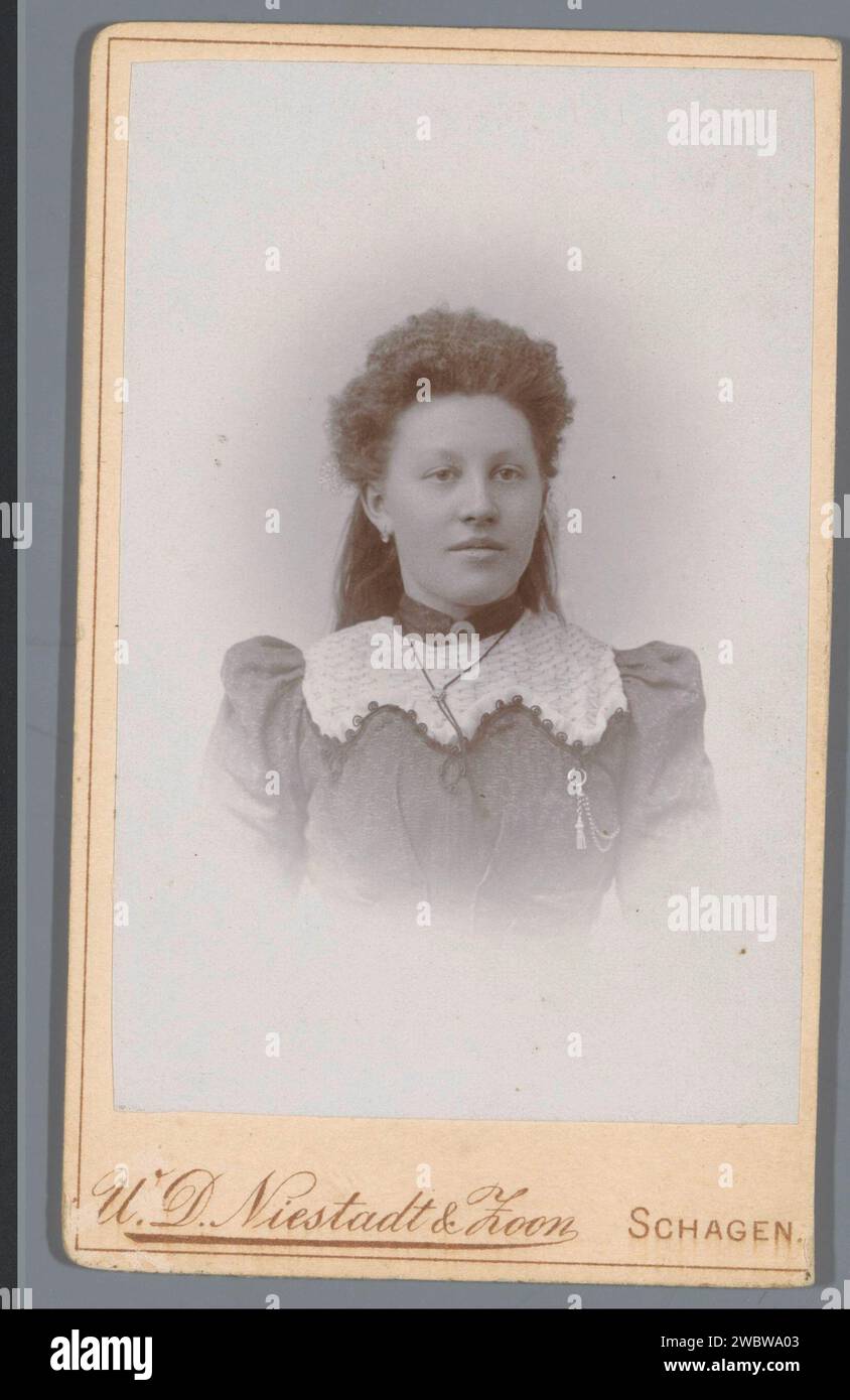Portret Van Dina de Vos, W.D. Niestadt & Zoon, 1880 - 1910 Foto. Besuchen Sie die Karte Schagen fotografische Unterstützung. Pappe historische Personen - BB - Frau Stockfoto