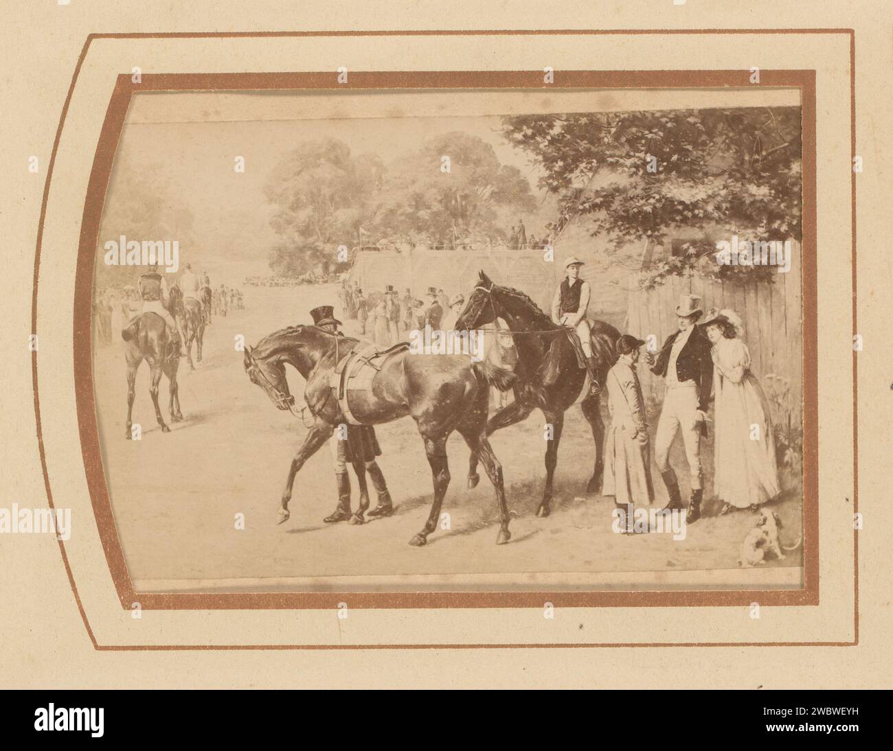 Fotoreproduktie van der herrschenden Passionstür Samuel Edmund Waller, anonym, nach Samuel Edmund Waller, 1870 - 1900 Fotografie. Cabinet Foto dieses Foto ist Teil eines Albums. Pappe. Fotografischer Trägeralbumendruck Pferderennen. Straße. Erwachsener Mann (+ mehr als acht Personen) Stockfoto