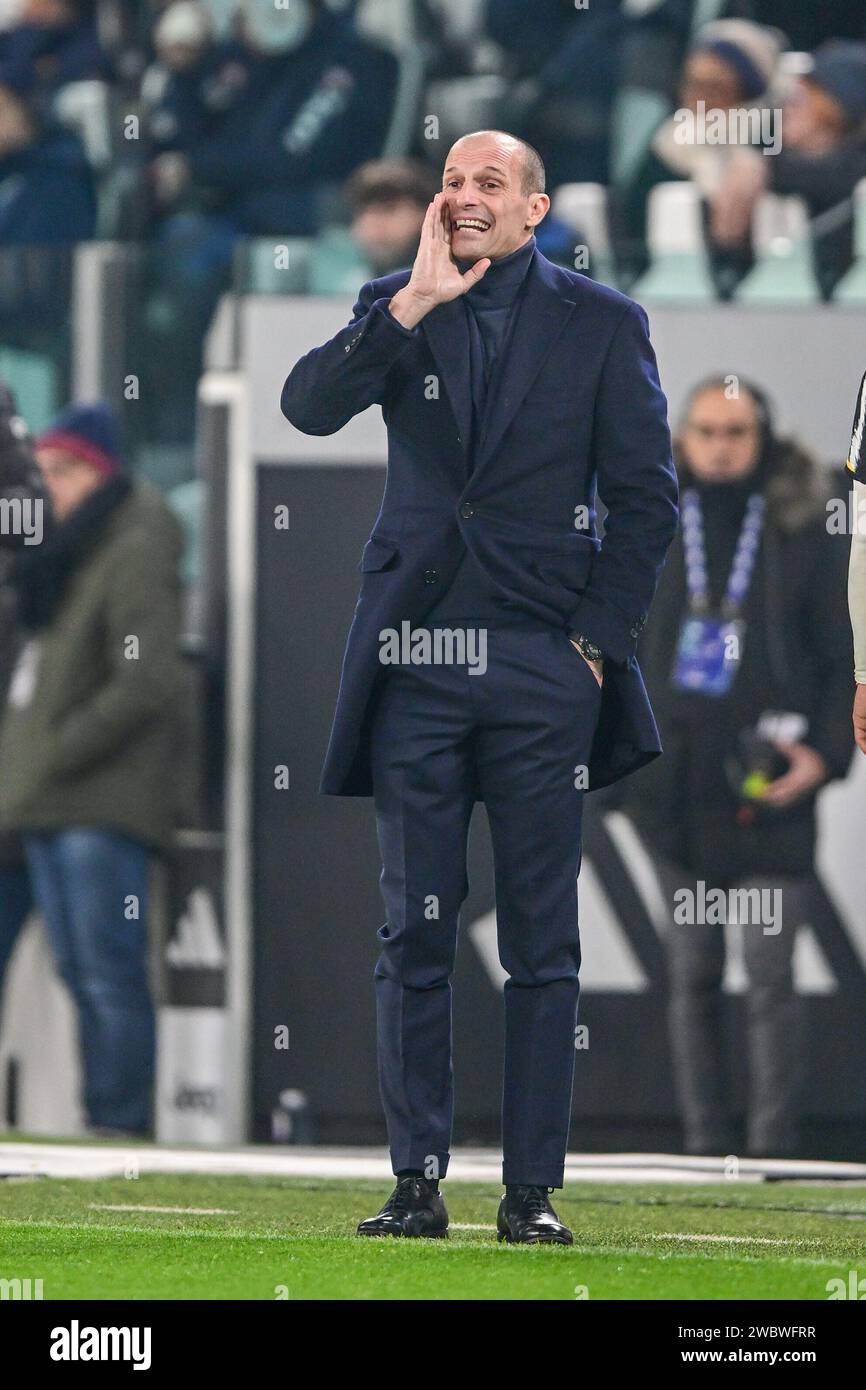Turin, Italien. Januar 2024. Cheftrainer Massimiliano Allegri von Juventus, der während des Coppa Italia-Spiels zwischen Juventus und Frosinone im Allianz-Stadion in Turin gesehen wurde. (Foto: Gonzales Photo/Alamy Live News Stockfoto