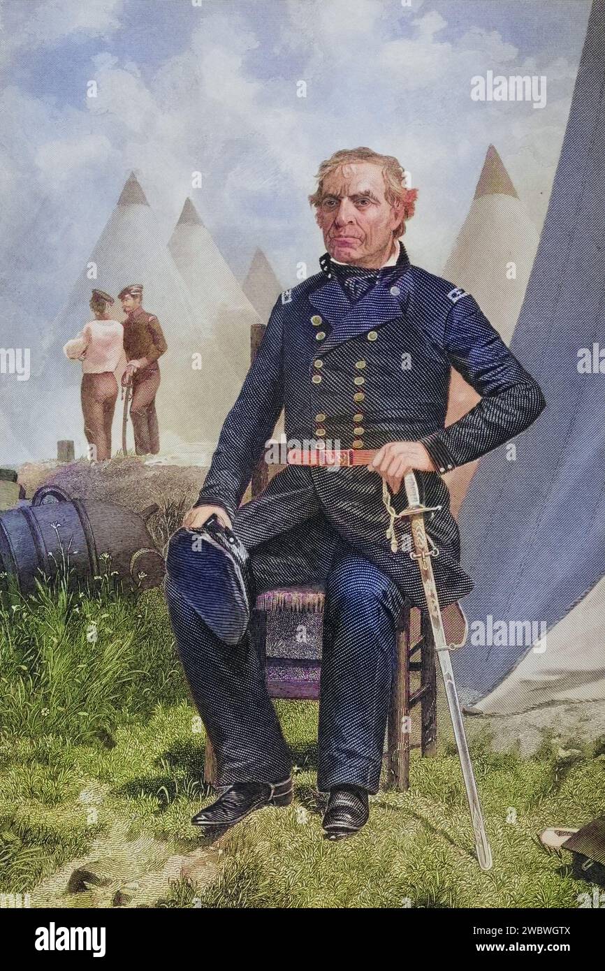 Zachary Taylor 1784 bis 1850, 12. Präsident der Vereinigten Staaten 1849 bis 1850, nach einem Gemälde von Alonzo Chappel, Historisch, digital restaurierte Reproduktion von einer Vorlage aus dem 19. Jahrhundert, Datum nicht angegeben Stockfoto