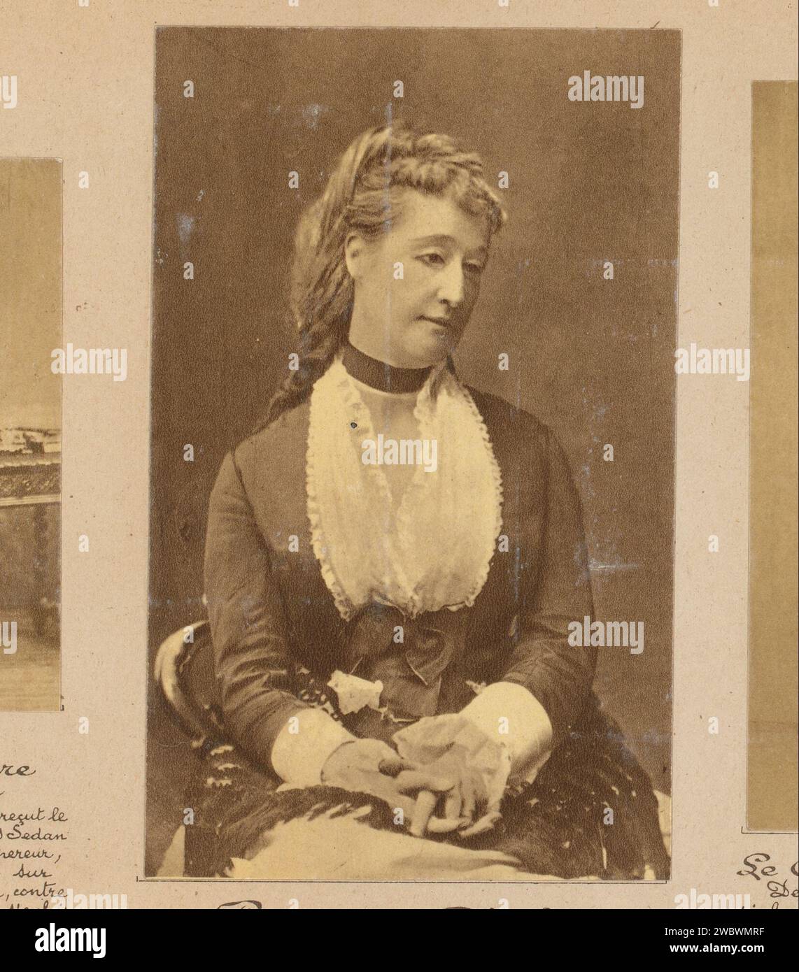 Porträt von Eugénie de Montijo zur Zeit des Deutschen Krieges, Anonym, 1870 - 1871 Foto dieses Foto ist Teil eines Albums. Frankreich Papierkönigin, Kaiserin usw. (Ehefrau eines Herrschers). Historische Personen Frankreich Stockfoto