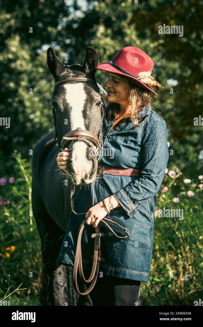 Pferd und Besitzer Stockfoto