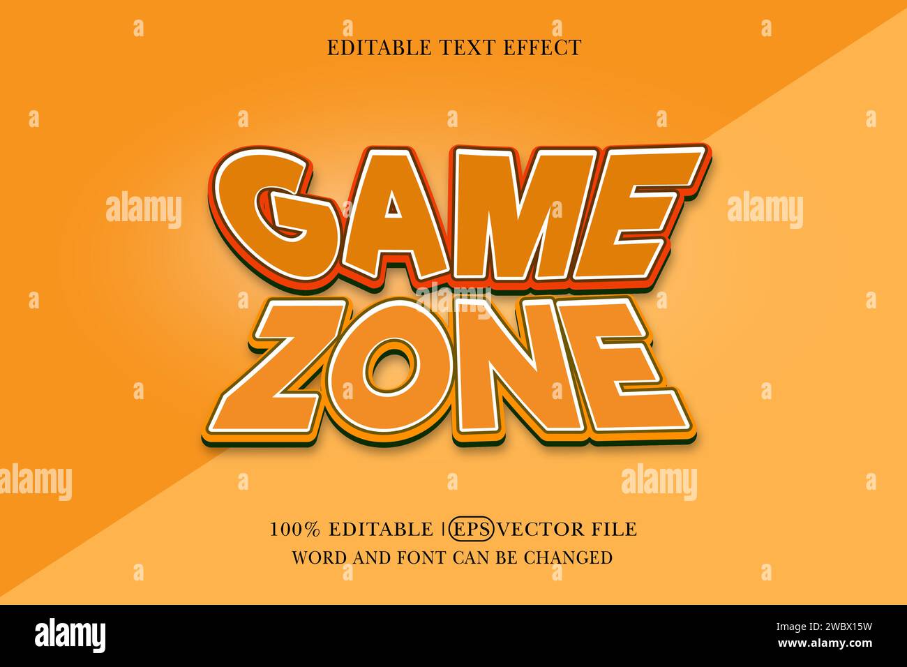 Game Zone Titel Hintergrund bearbeitbarer Texteffekt, 3D-Textvorlage, Stock Vektor