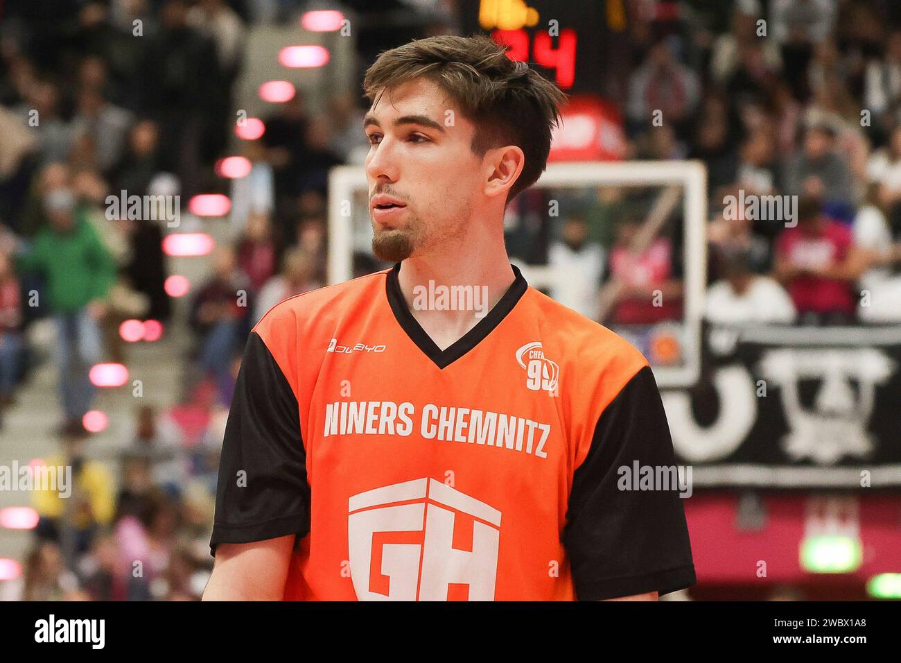 Bonn, Deutschland. Januar 2024. Wesley van Beck (Chemnitz Nr. 5), Telekom Baskets Bonn - Niners Chemnitz, 16. Spieltag, Basketball-Bundesliga Maenner, Saison 2023-24, 12.01.2024, Foto: EIBNER/Jörg Niebergall Credit: dpa/Alamy Live News Stockfoto