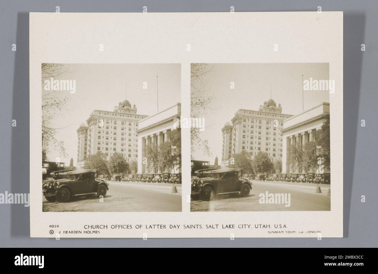 Office of the Saints of the Last Days Church in Salt Lake City, J. Deeden Holmes, 1924 – 1926 Stereografie Salt Lake Citypublisher: London Publisher: Birmingham baryta Papier Gelatine Silber Print Automobile. Büro ( Verwaltung). Die Bewegungen stammen von den protestantischen Kirchen (mit NAMEN) Salt Lake City Stockfoto