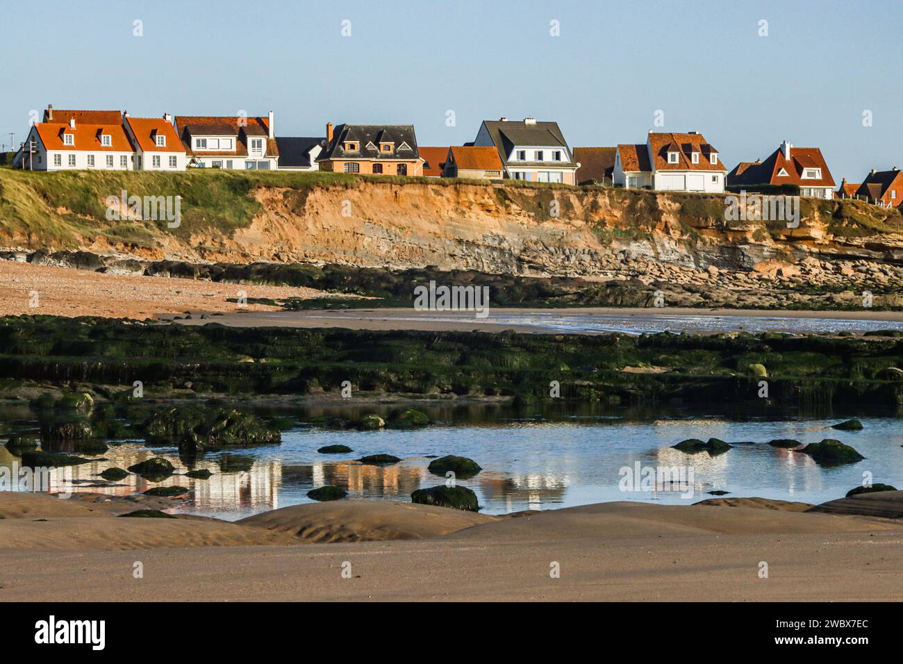 Audresselles, ein Dorf am Côte d'Opale, Département Pas-de-Calais, Nordwestfrankreich Stockfoto