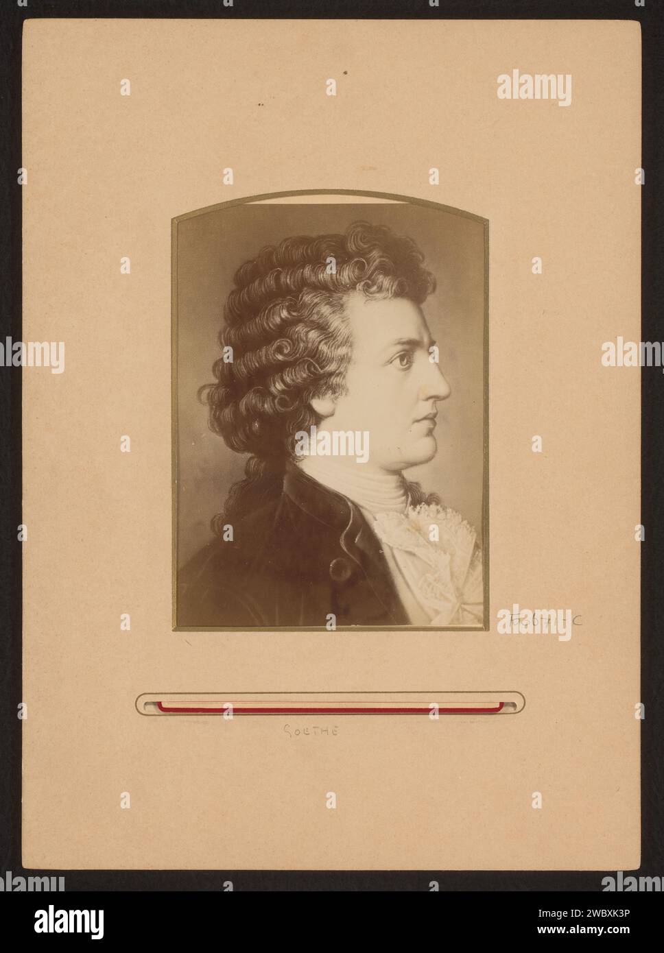 Fotoproduktion eines gemalten Porträts von Goethe, Anonym, Johan Marinus Schalekamp, 1860 - 1900 Fotografie. Schrankfoto Amsterdamer Karton. Fotografischer Trägeralbumendruck historischer Personen. Schriftsteller, Dichter, Autor Stockfoto