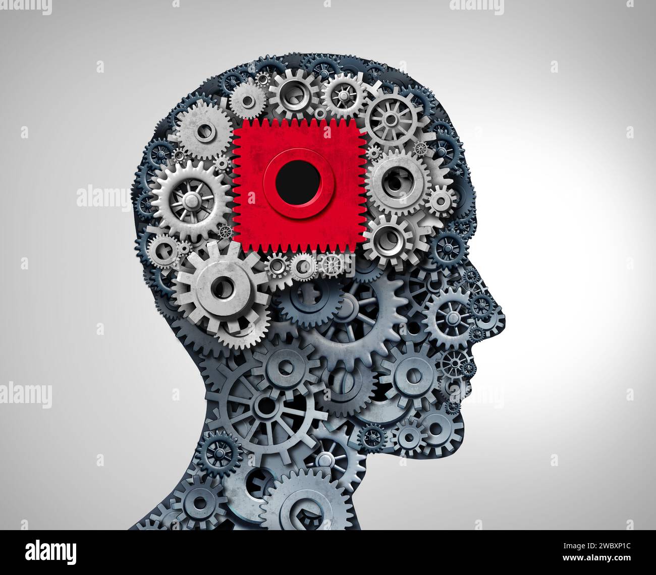 Psychische Störungen und psychische Störungen oder Diagnose eines psychiatrischen Zustandes oder Gehirnfunktionsstörung und psychologischer Verstand als menschlicher Kopf Stockfoto