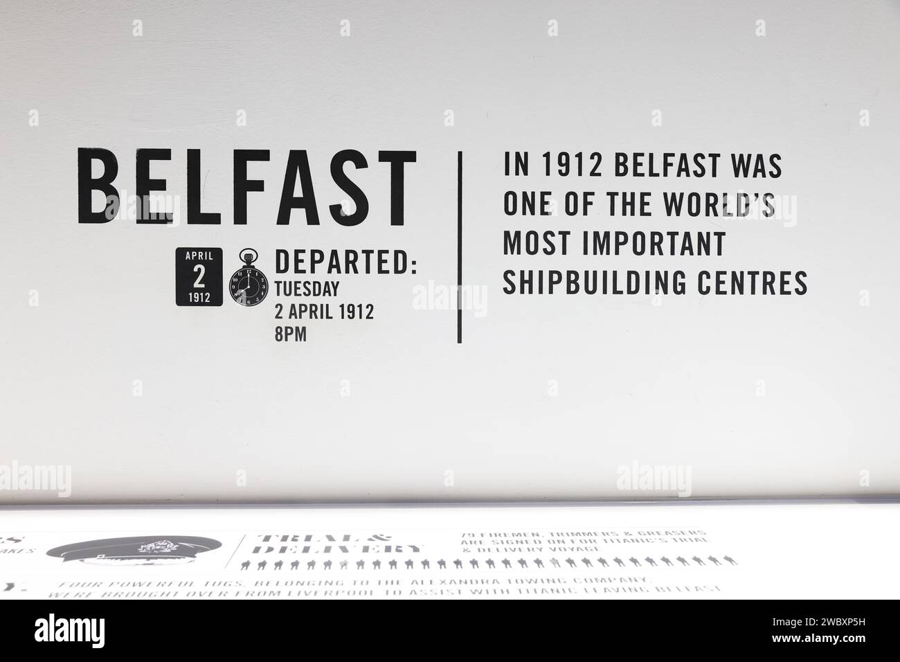 Titanic Belfast, eine weltweit führende Besucherattraktion, die die Geschichte der RMS Titanic von ihrem Anfang bis zu ihrem tragischen Ende im Jahr 1912 erzählt Stockfoto
