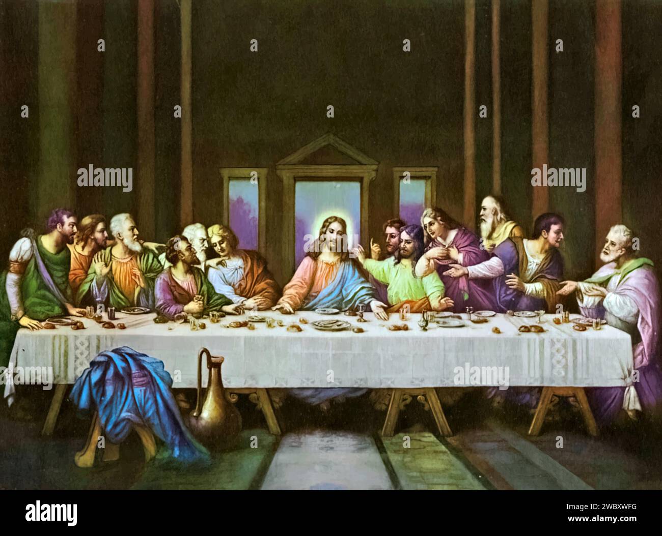 Das letzte Abendmahl - Neues Testament von Vinci, Leonardo da (1452-1519) (nach) Italienisch. Stock Vektor