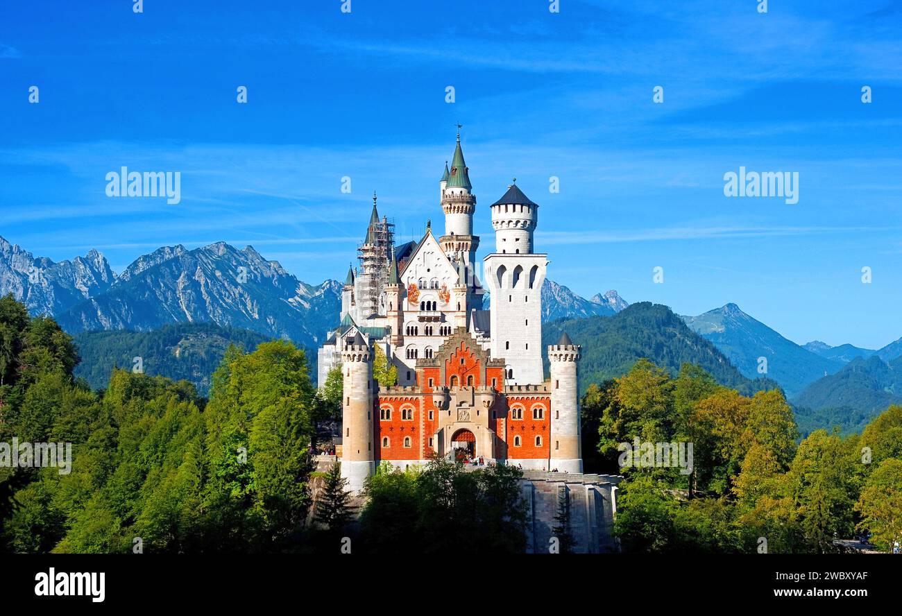 Schloss Neuschwanstein, Spätsommer, Herbst, Bayern, Deutschland, Europa Stockfoto