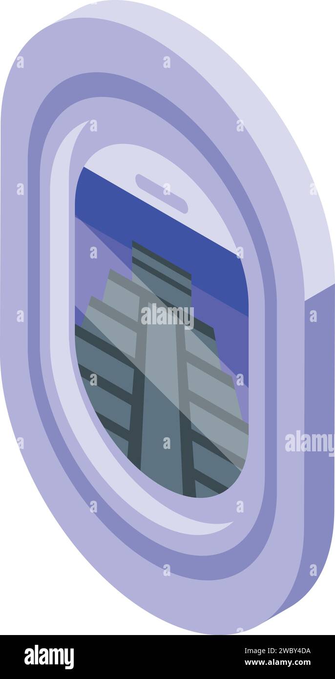 Symbol für die Fensteransicht des Flugzeugs isometrischer Vektor. Fliegendes Design. Sehen Sie die Luft im Inneren Stock Vektor