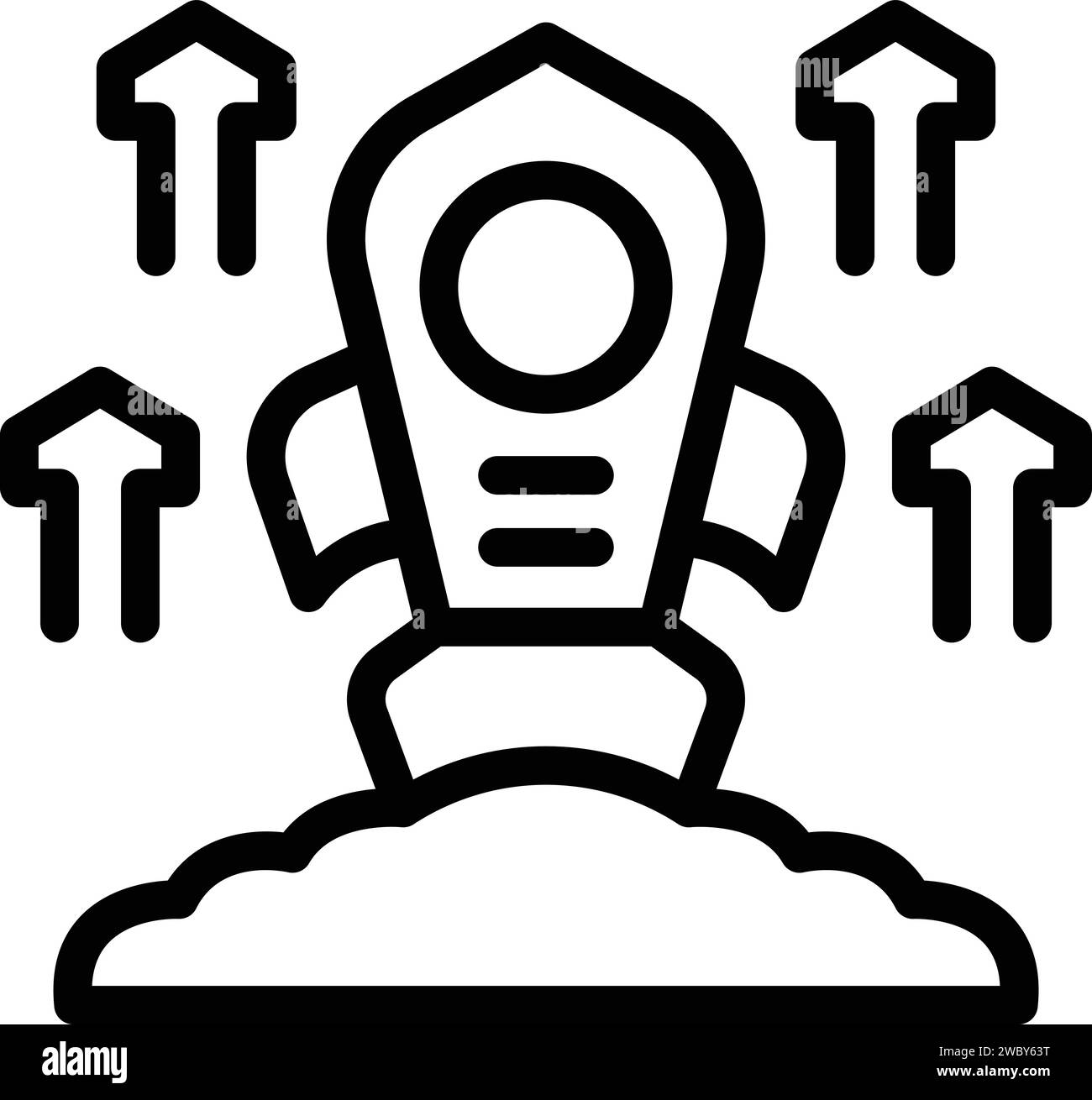 Startup Rocket Business Symbol Gliederung Vektor. Stadtwirtschaft Gesellschaft. Intelligente Datenzukunft Stock Vektor